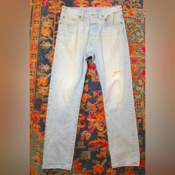 Levi's 501 150th Anniversary Jeans with Distressed/ Patched Knee - Picture 2 of 6